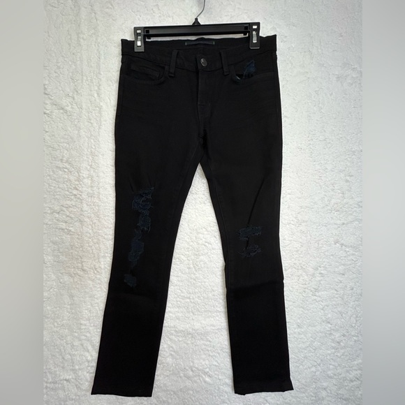 J Brand Pencil‎ Leg Black Ripped Distressed Jeans Womens Size 27. - Picture 1 of 10